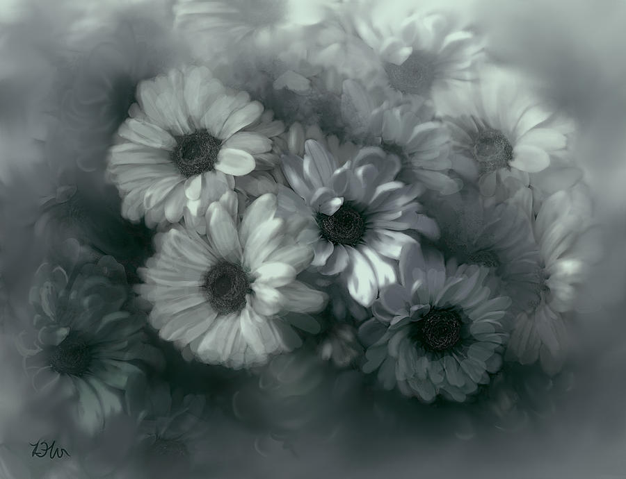 Daisy in Black and White Digital Art by Bonnie Willis