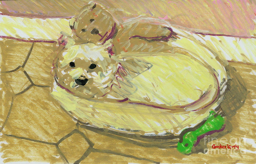 Daisy with Bear Painting by Candace Lovely
