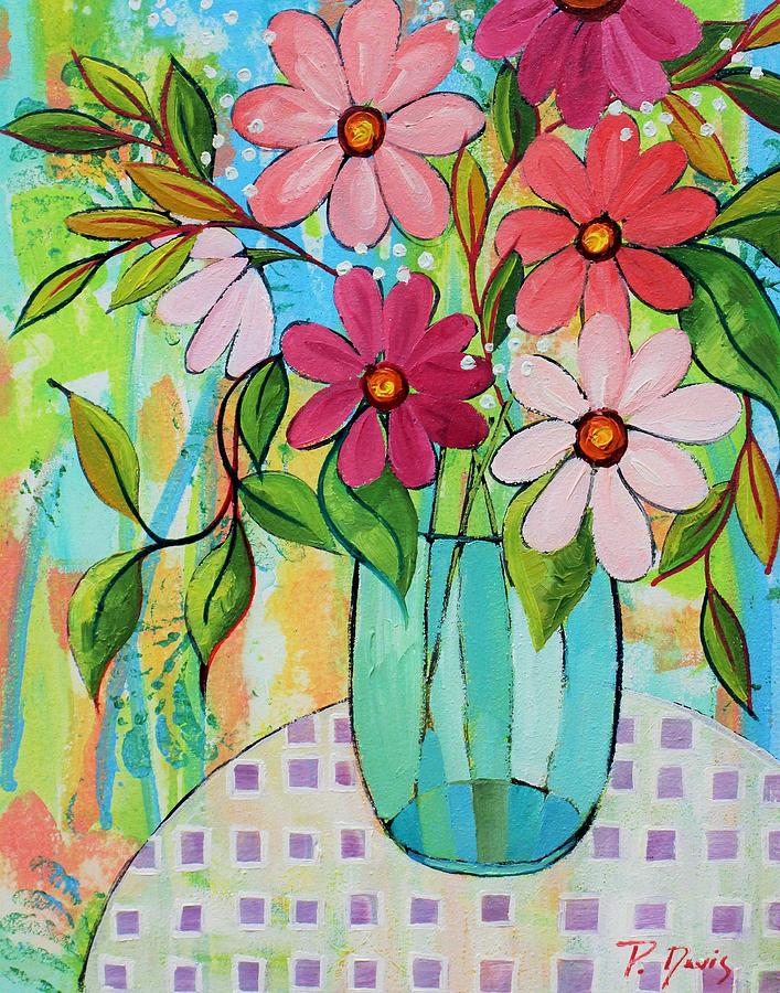 Daisy's In A Vase Painting by Peggy Davis - Fine Art America