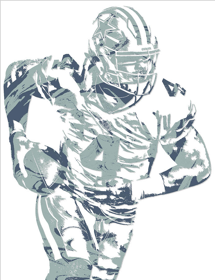 Dak Prescott Dallas Cowboys Watercolor Strokes Pixel Art 125