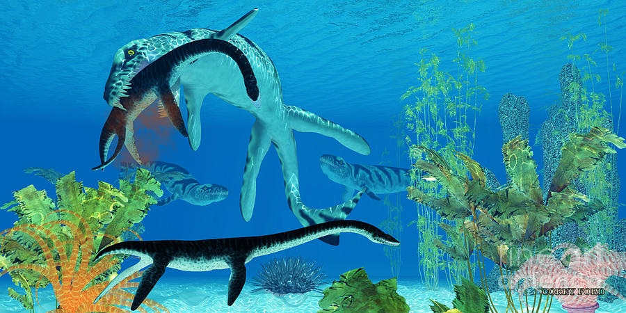 Prehistoric Painting - Dakosaurus Marine Reptile by Corey Ford