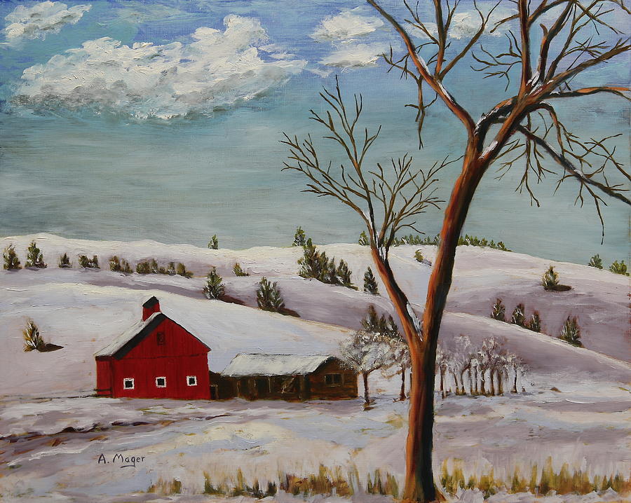 Dakota Winter Painting by Alan Mager