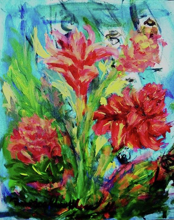Dala flower the Flower of the Ampawa river maket Painting by Wanvisa Klawklean