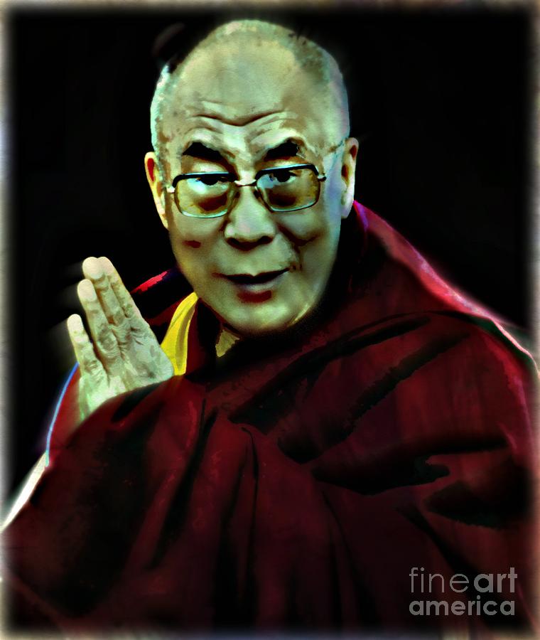 World Leaders Painting - Dalai Lama by Wbk
