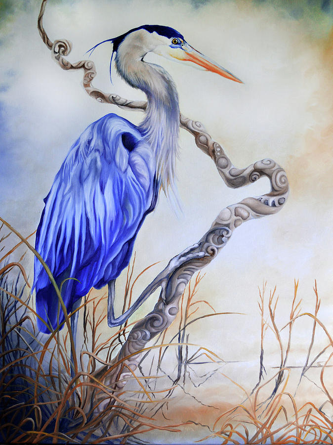 Dales Blue Heron Painting by Sabrina Motta