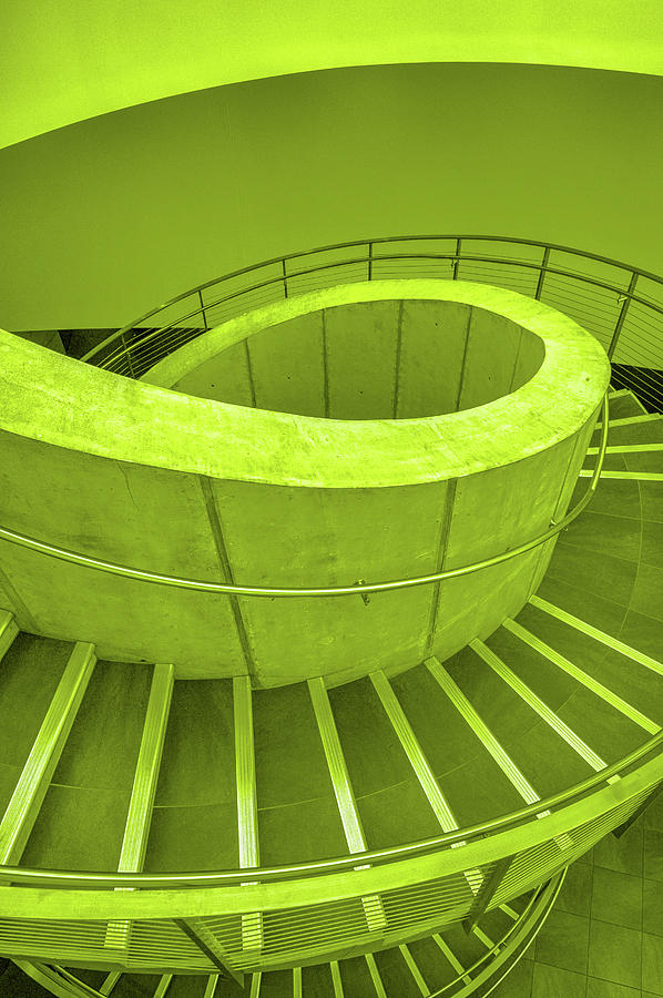 Dali Museum Staircase in Green Photograph by Judith Barath