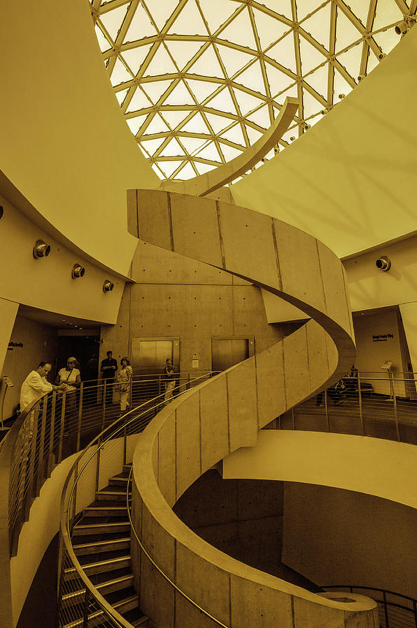Dali Museum Staircase in Ochre Color Photograph by Judith Barath