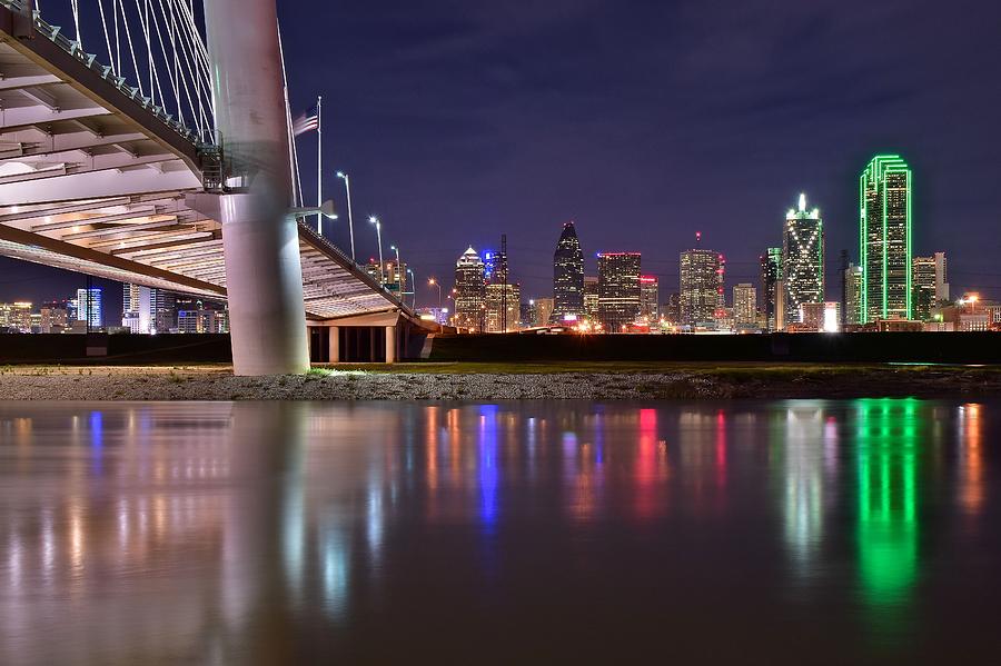 Dallas along side the Margaret Hunt Hill Bridge Photograph by Frozen in Time Fine Art Photography
