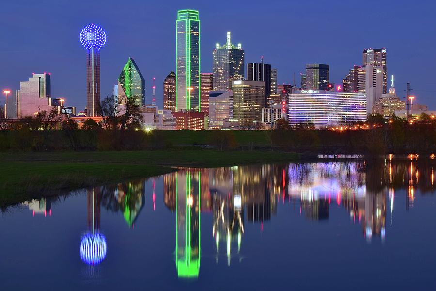 Dallas Blue Hour Reflection Photograph by Frozen in Time Fine Art Photography