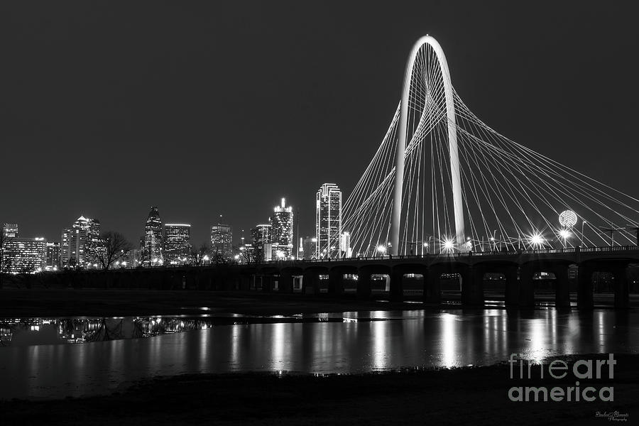 Dallas Bridge View Grayscale Photograph by Jennifer White
