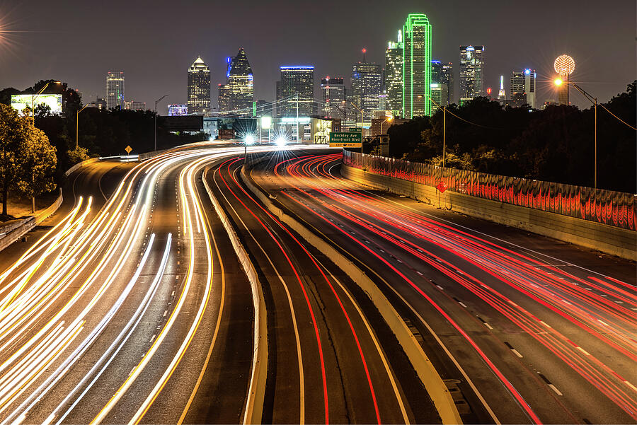 Dallas Skyline Photograph - Dallas City Skyline at Night by Gregory Ballos