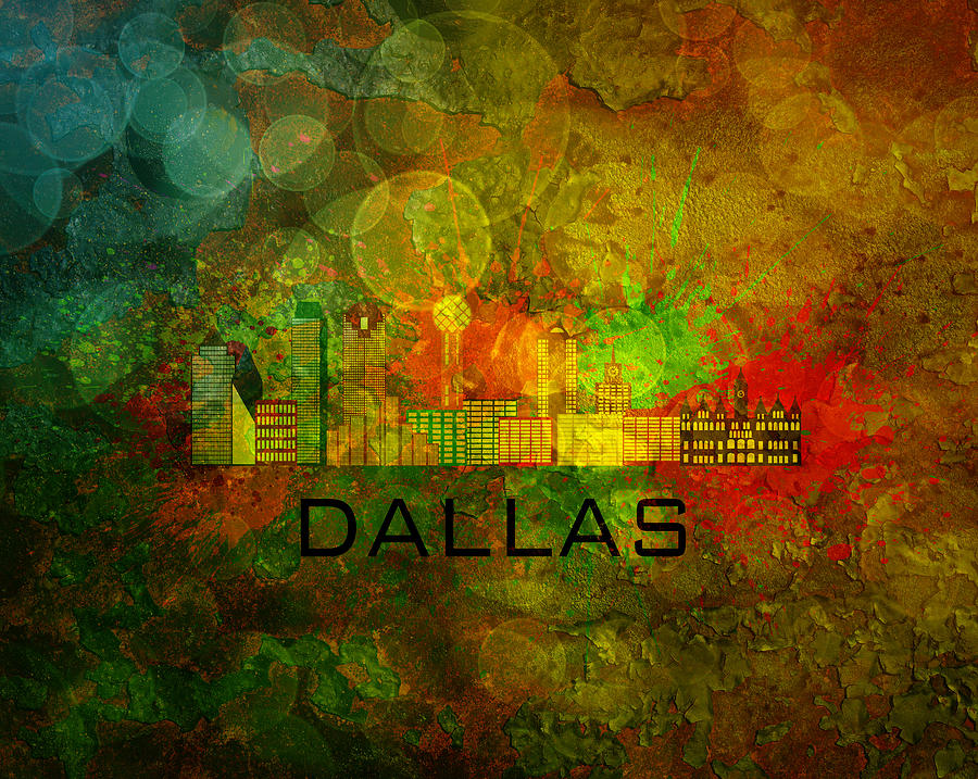 Dallas City Skyline On Grunge Background Illustration Photograph