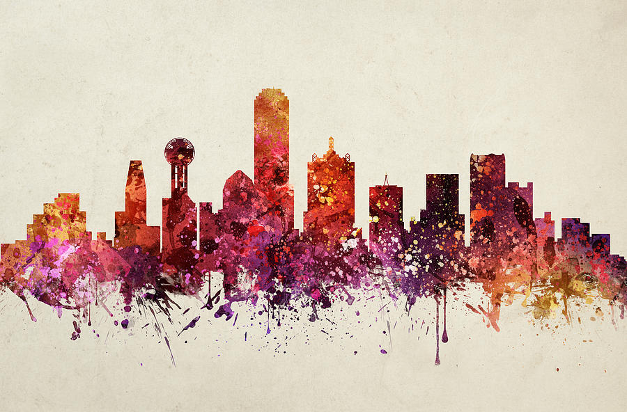 Dallas Painting - Dallas Cityscape 09 by Aged Pixel