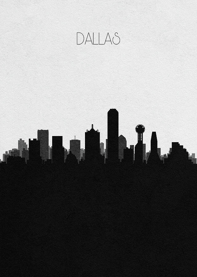 Dallas Cityscape Art Drawing by Inspirowl Design