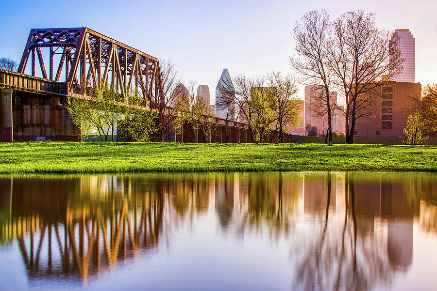 Dallas Morning Skyline Reflections Photograph by Gregory Ballos