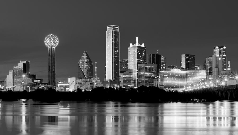 Dallas Photograph - Dallas Night BW May 2015 by Rospotte Photography
