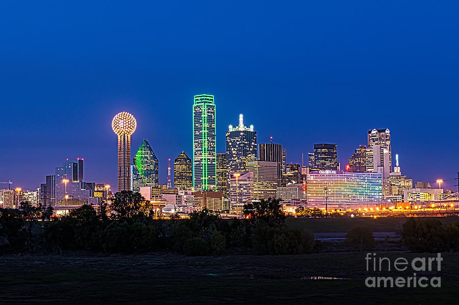 Dallas Photograph - Dallas Cityscape at Night  by Bee Creek Photography - Tod and Cynthia