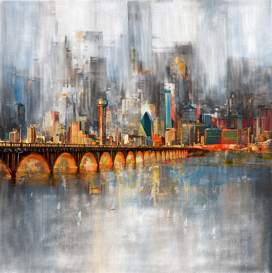 Dallas Skyline 217 1 Painting by Mawra Tahreem