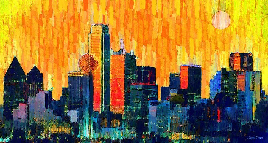 Dallas Skyline 66 - PA Painting by Leonardo Digenio | Fine Art America