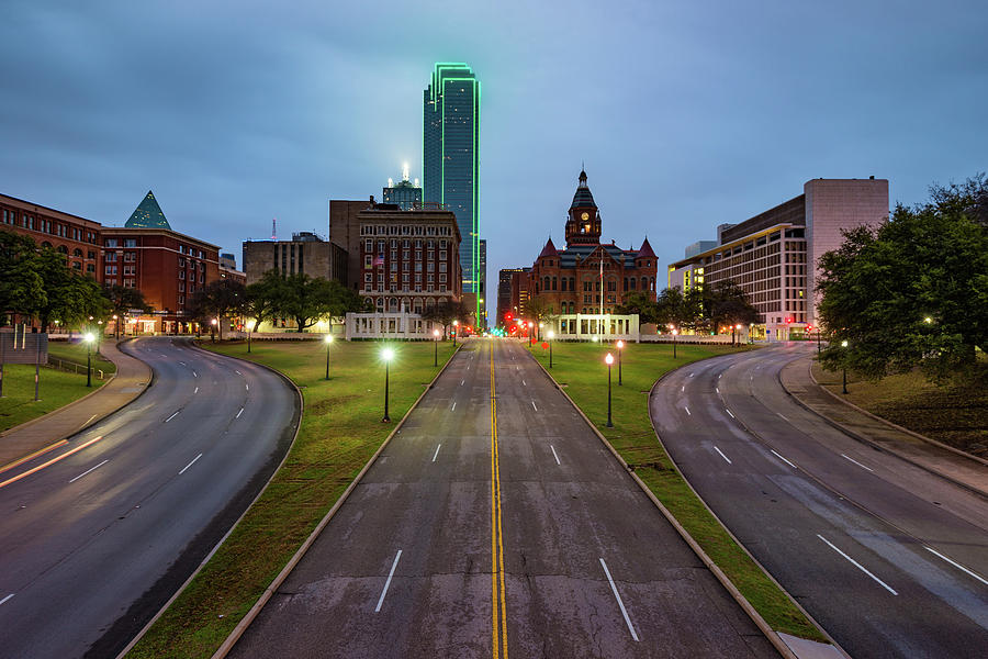 Dallas Skyline And Dealey Plaza At Dawn Photograph