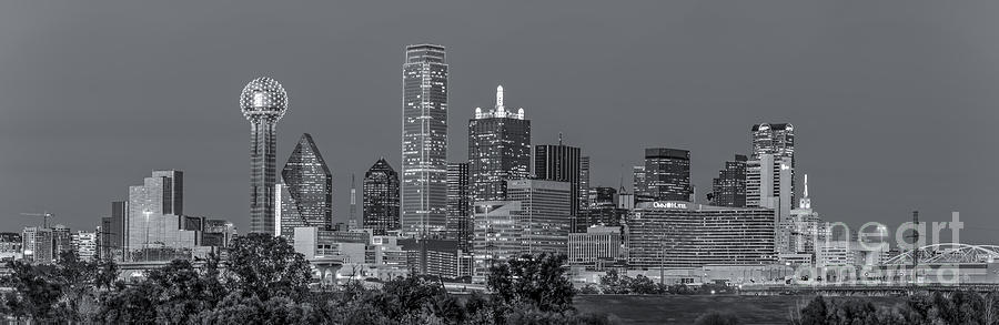 Dallas Photograph - Dallas Skyline Black and White by Bee Creek Photography - Tod and Cynthia