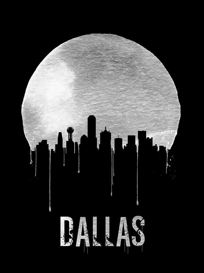 Dallas Digital Art - Dallas Skyline Black by Naxart Studio