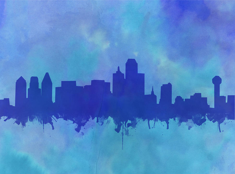 Dallas Skyline Blue 2 Painting by Bekim M