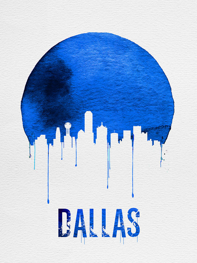 Dallas Painting - Dallas Skyline Blue by Naxart Studio