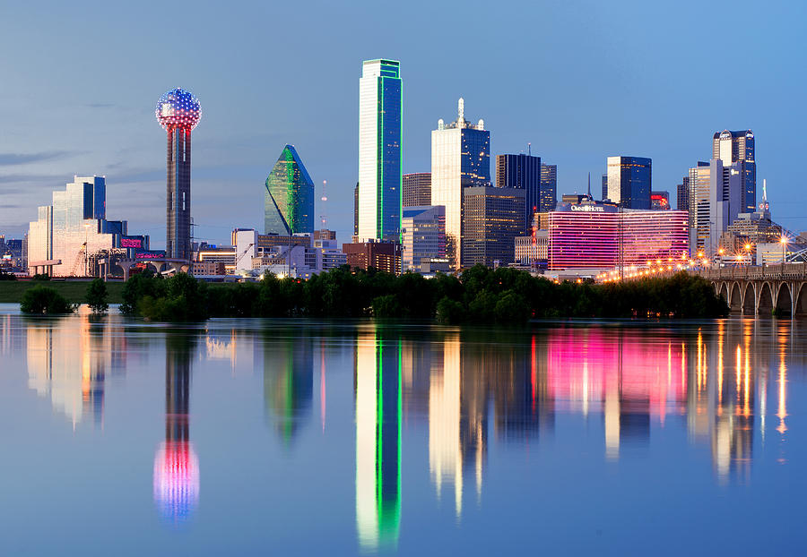 Dallas Skyline Mirror Reflection Photograph by Rospotte Photography