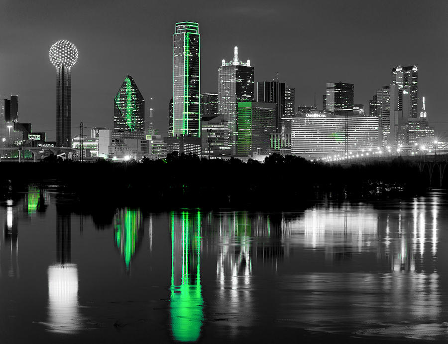 Dallas Skyline Select Green Photograph by Rospotte Photography