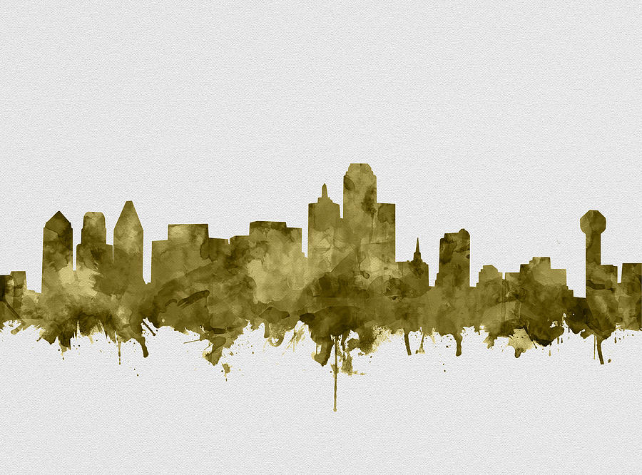 Dallas Skyline Sepia Painting by Bekim M