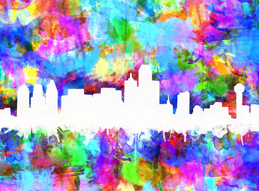 Dallas Skyline Vibrant Colors Painting by Bekim M