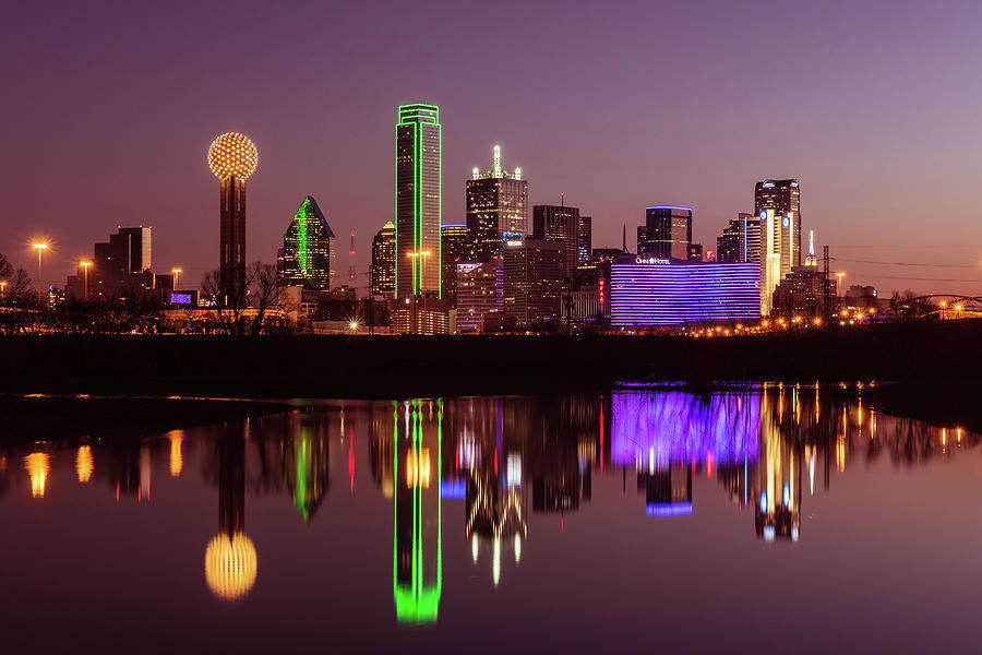Dallas Skyline with reflection at dawn Photograph by Mati Krimerman