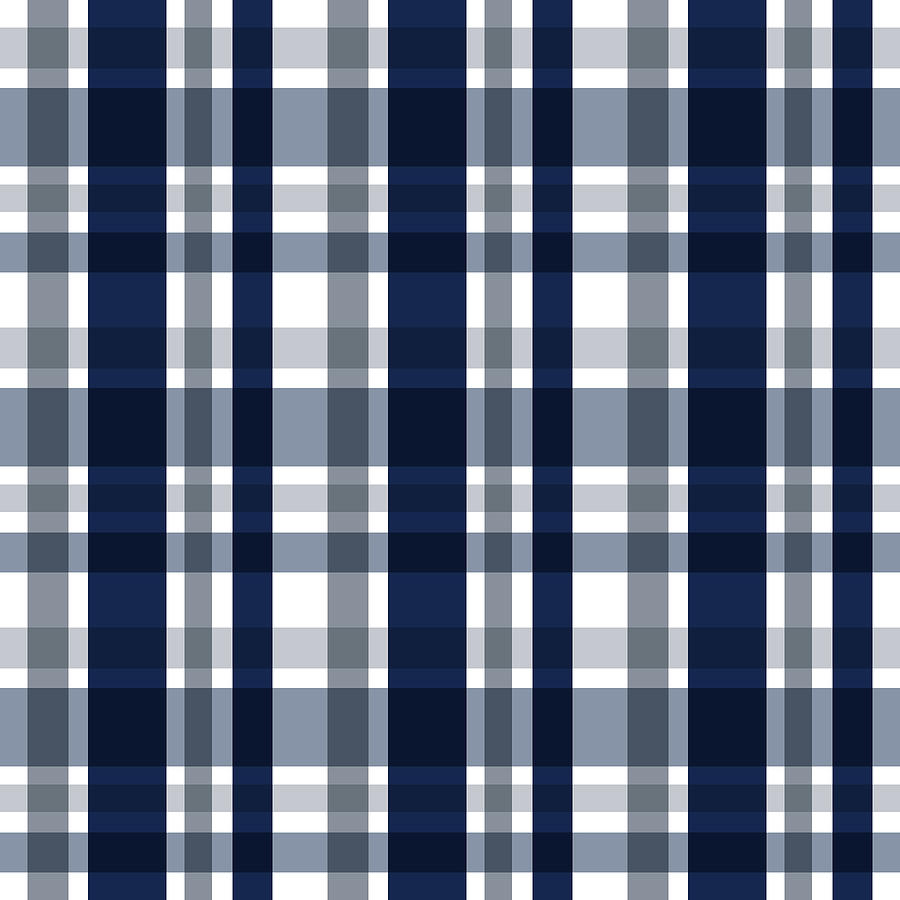 Football Digital Art - Dallas Sports Fan Navy Blue Silver Plaid Striped by Shelley Neff