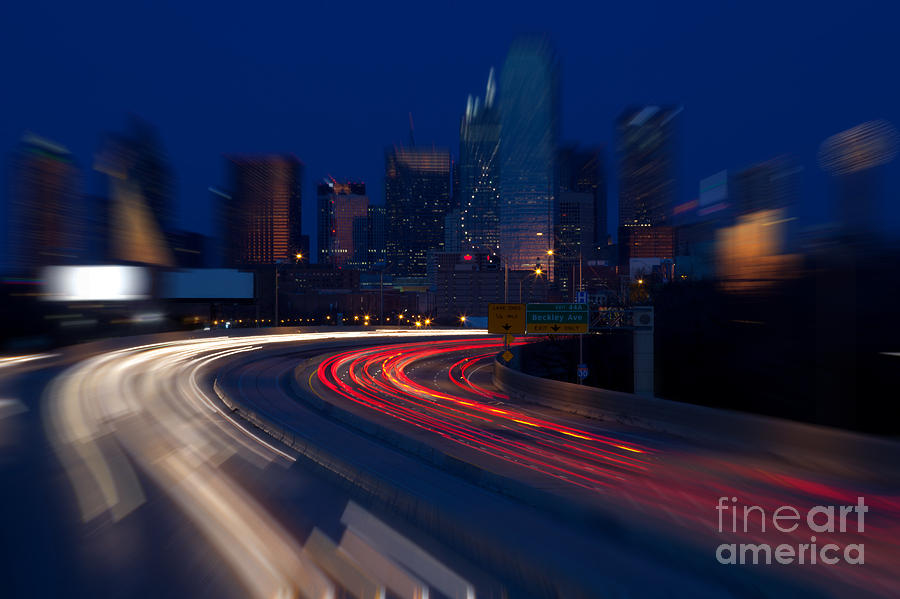 Dallas Photograph - Dallas Texas at night blur by Anthony Totah
