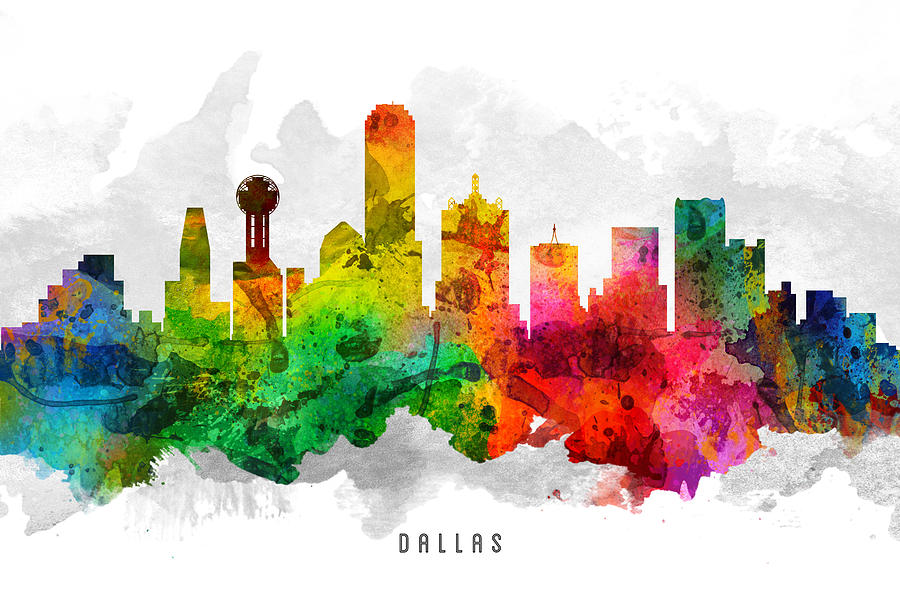 Dallas Painting - Dallas Texas Cityscape 12 by Aged Pixel