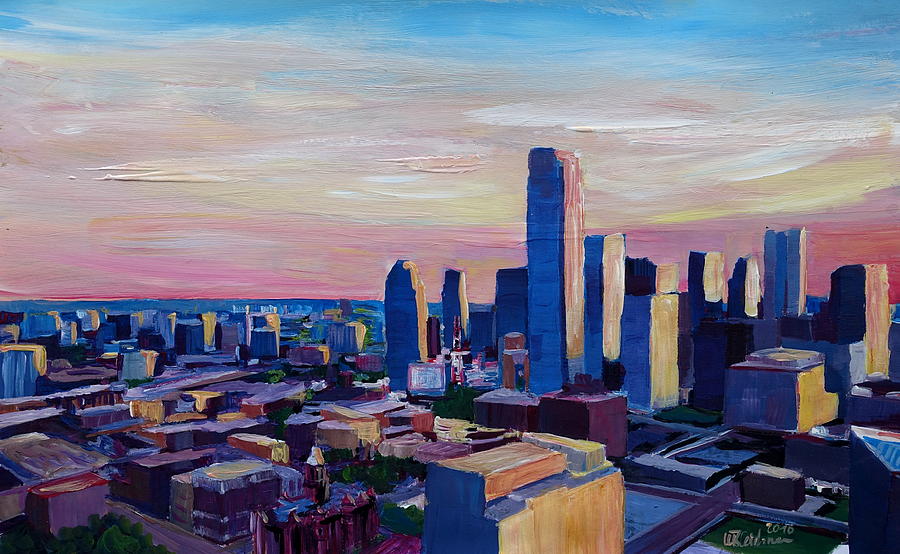 Dallas Painting - Dallas Texas Impressive Skyline at Dusk  by M Bleichner