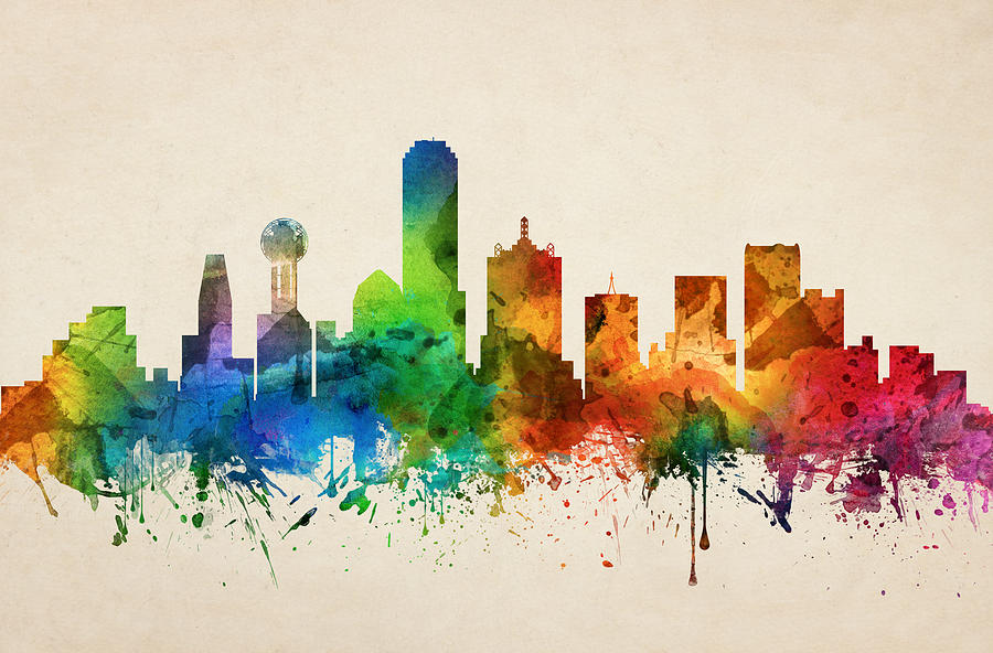 Dallas Painting - Dallas Texas Skyline 05 by Aged Pixel