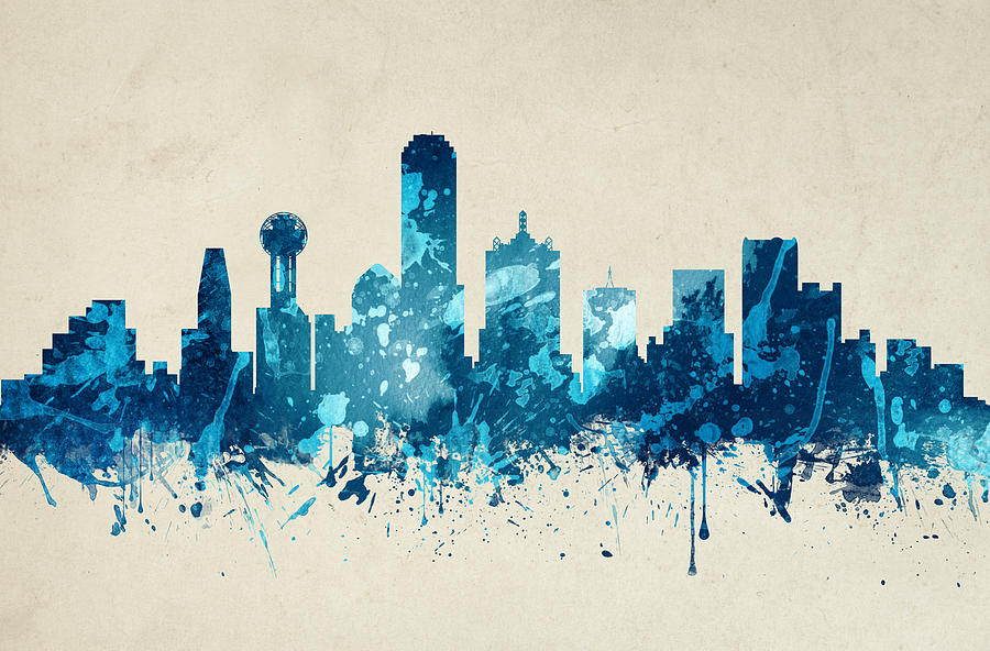 Dallas Painting - Dallas Texas Skyline 20 by Aged Pixel