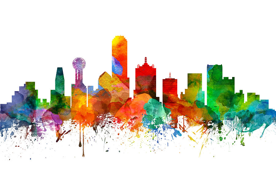 Dallas Painting - Dallas Texas Skyline 21 by Aged Pixel