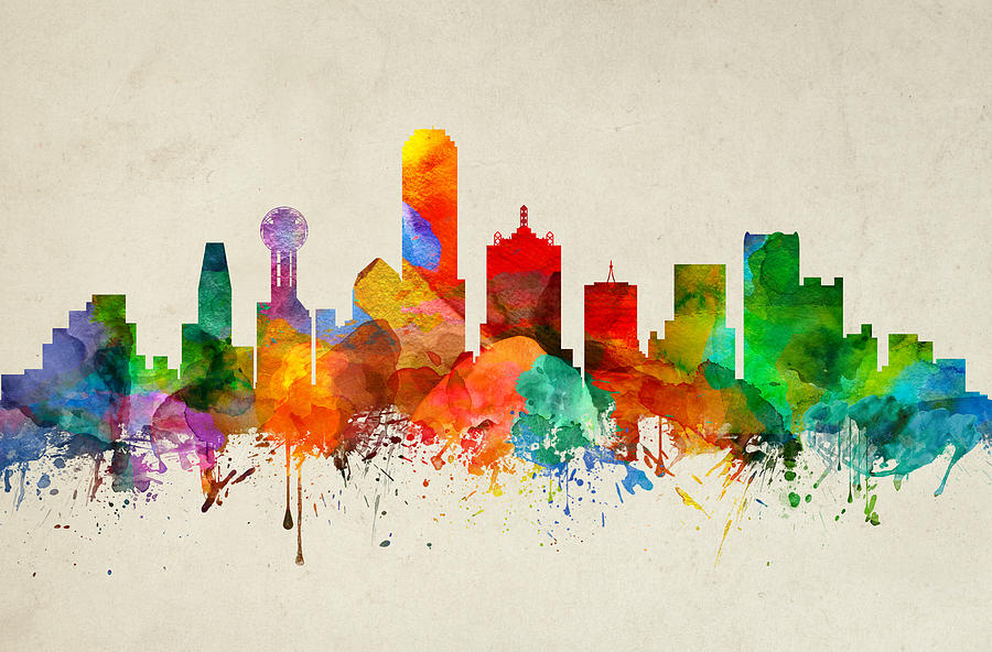 Dallas Painting - Dallas Texas Skyline 22 by Aged Pixel