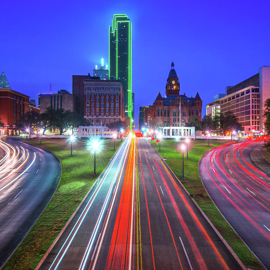 Dallas Texas Skyline - Dealey Plaza - Square Format Photograph