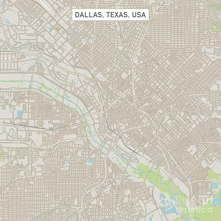 Dallas Texas US City Street Map Digital Art by Frank Ramspott - Fine ...