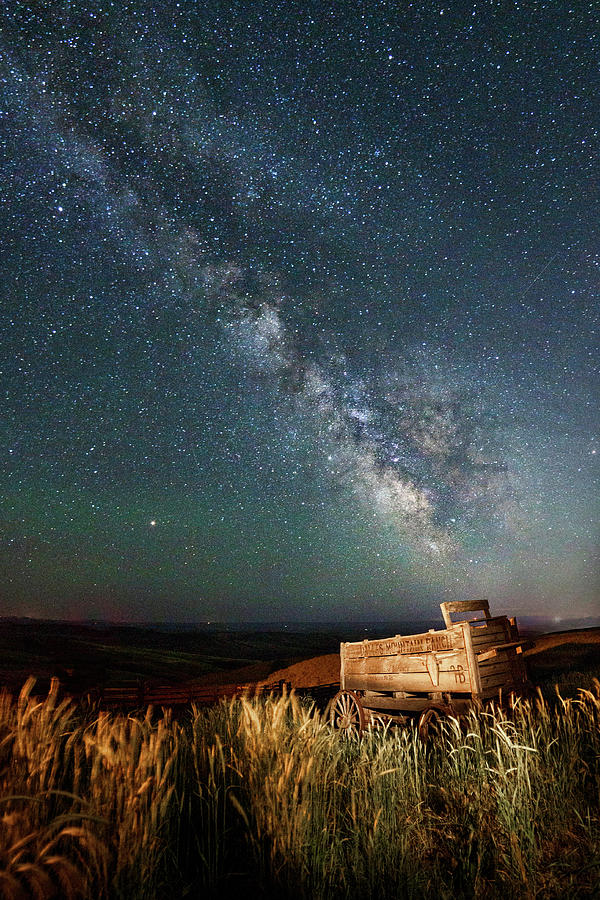 Dalles Mountain Wagon and Milkway Photograph by Wes and Dotty Weber