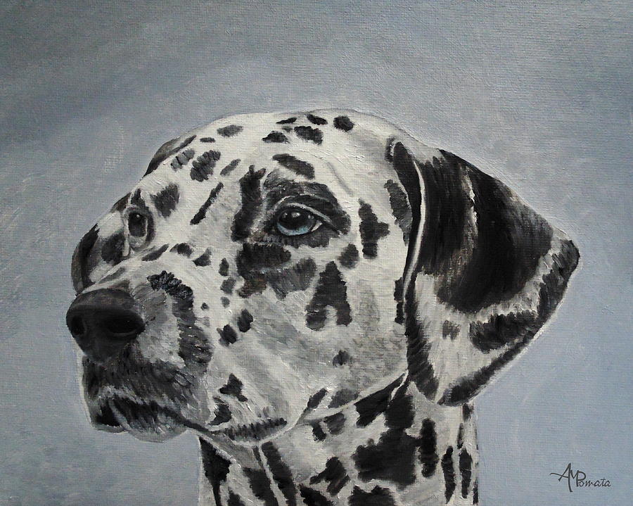 Dalmatian Portrait Painting by Angeles M Pomata