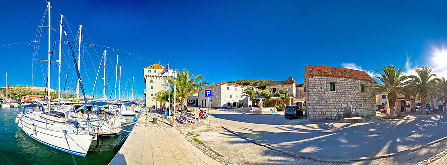 Dalmatian village of Marina waterfront panorama Photograph by Brch Photography