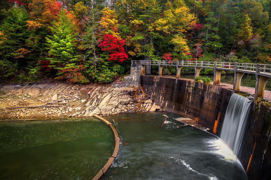 Fall Photograph - Dam at Cherokee Lake by Debra and Dave Vanderlaan