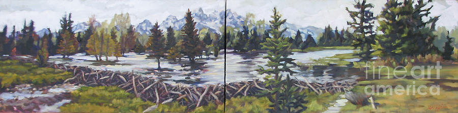 Dam Tetons Painting by Patricia A Griffin