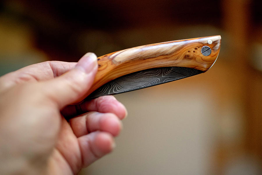 Damascene Steel Knife with Yew Handle Photograph by Jean Gill