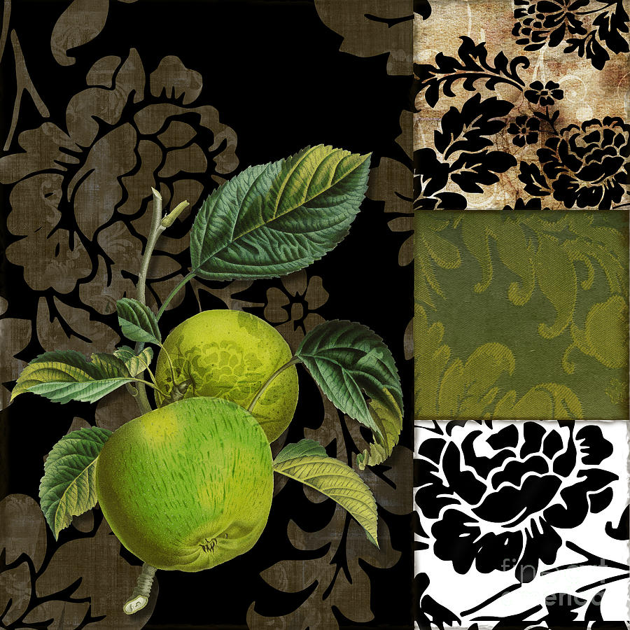 Apple Painting - Damask Lerain Granny Apples by Mindy Sommers